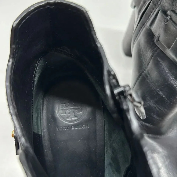 Tory Burch Colton Bootie 85 MM Galleo Leather Black Heeled Boots 50902 Size 10 - Picture 9 of 13